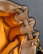 "ADMJ" Leather &amp; canvas combination 2way shoulder bag