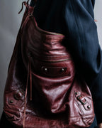 “BALENCIAGA” The Day leather one shoulder bag (burgundy)
