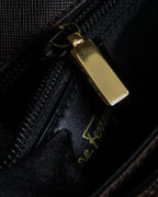 "Salvatore Ferragamo" Structured Gancini 2way dark brown leather bag