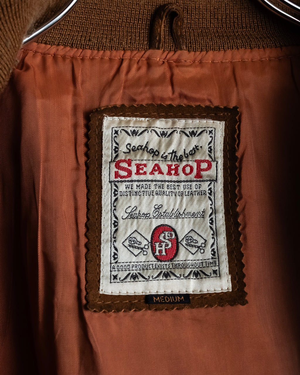 "SEAHOP" Ribbed design suede leather blouson