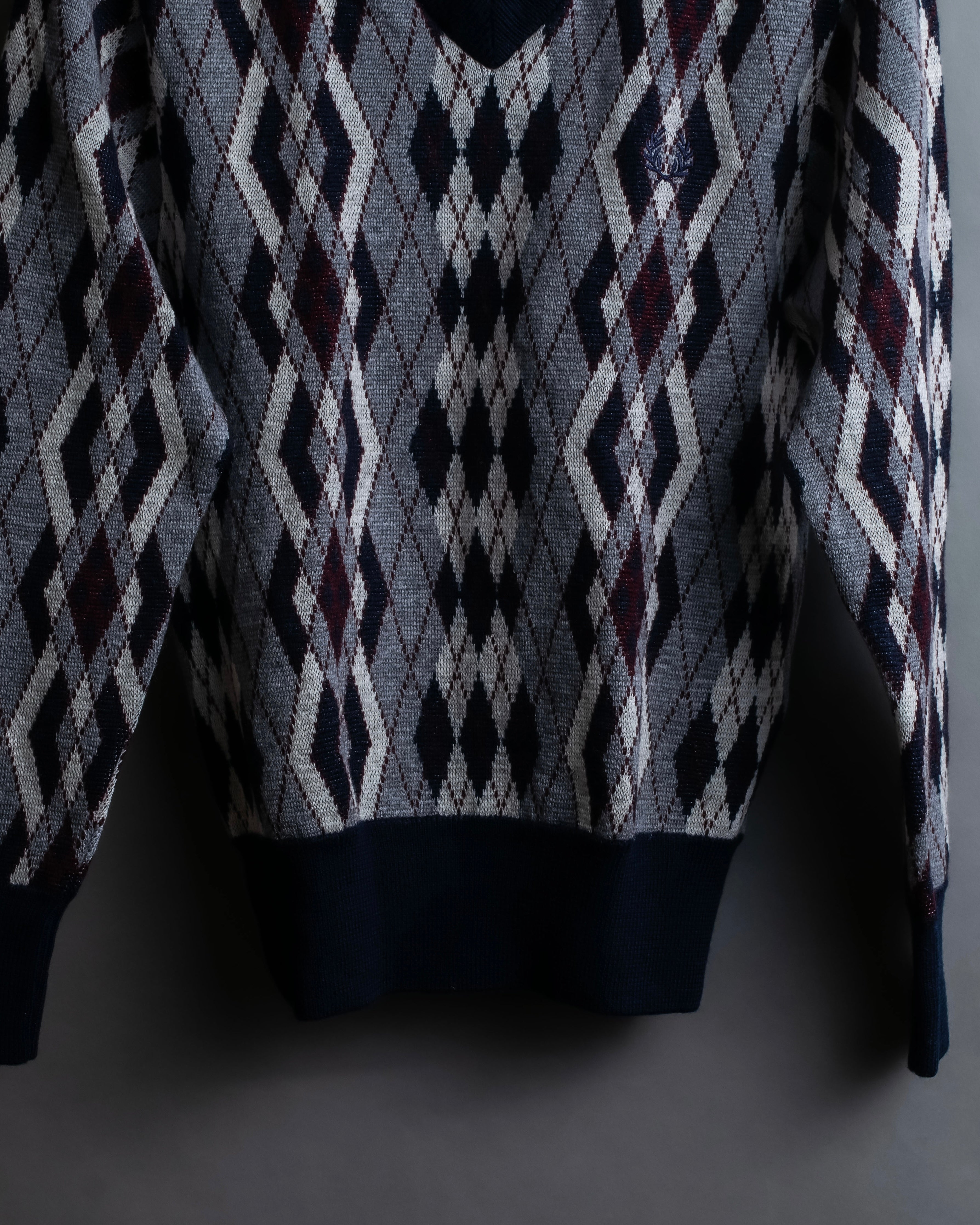 "COMME des GARCONS SHIRT × FRED PERRY" Argyle pattern box silhouette wool knit