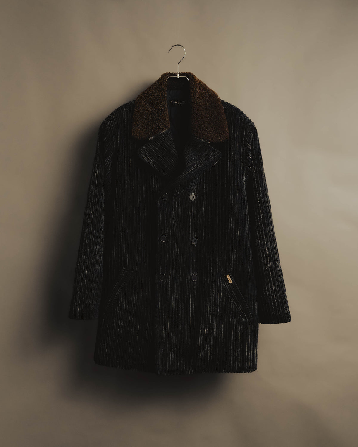 "Christian Dior" 80's-90's Classically tailored belted double-breasted coat