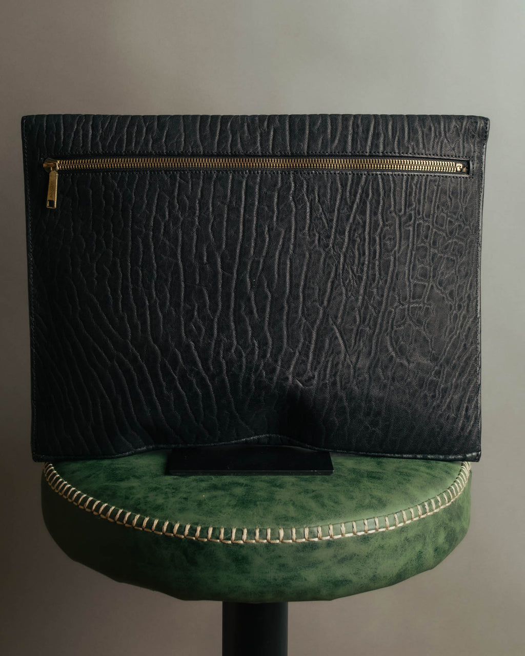 "Valextra" 80's-90's embossed leather document portfolio clutch