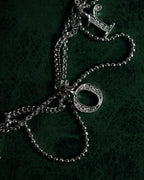 "Christian Dior" 00’s pavé letter charm multi chain bracelet