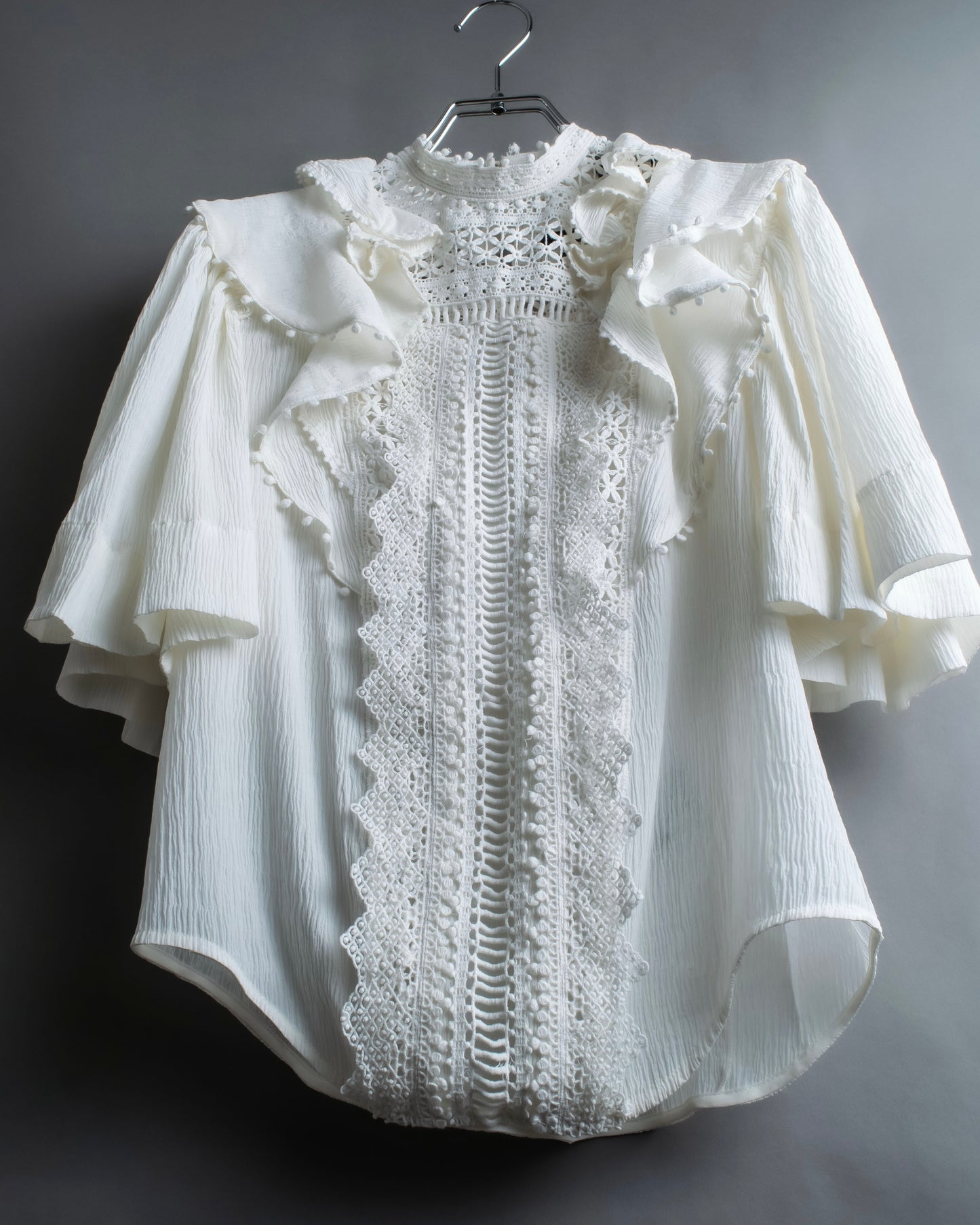 "ISABEL MARANT" Lace knit frill docking sheer blouse