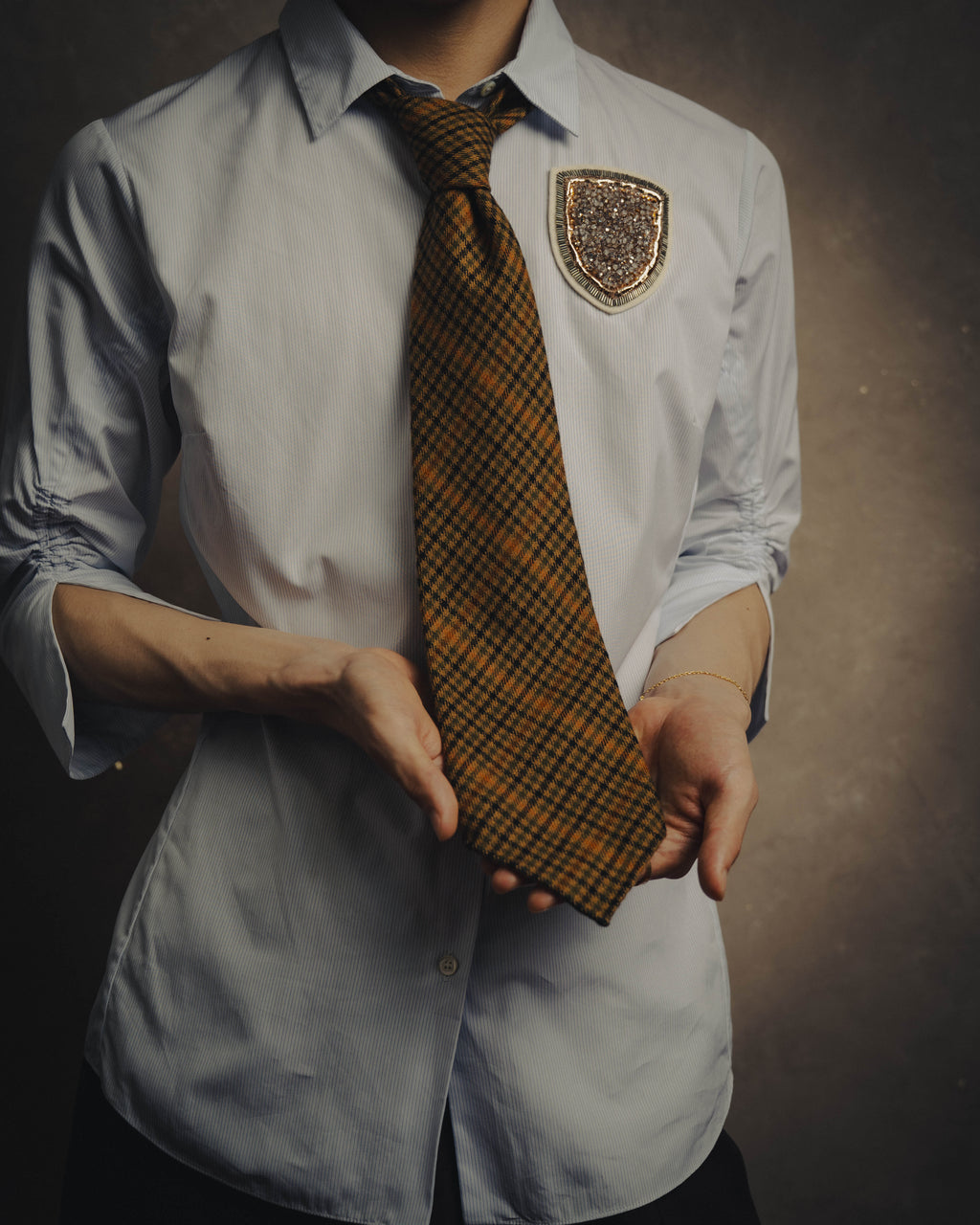 -SPECIAL- “HERMÈS” 70’s-90’s Glen plaid cashmere tie