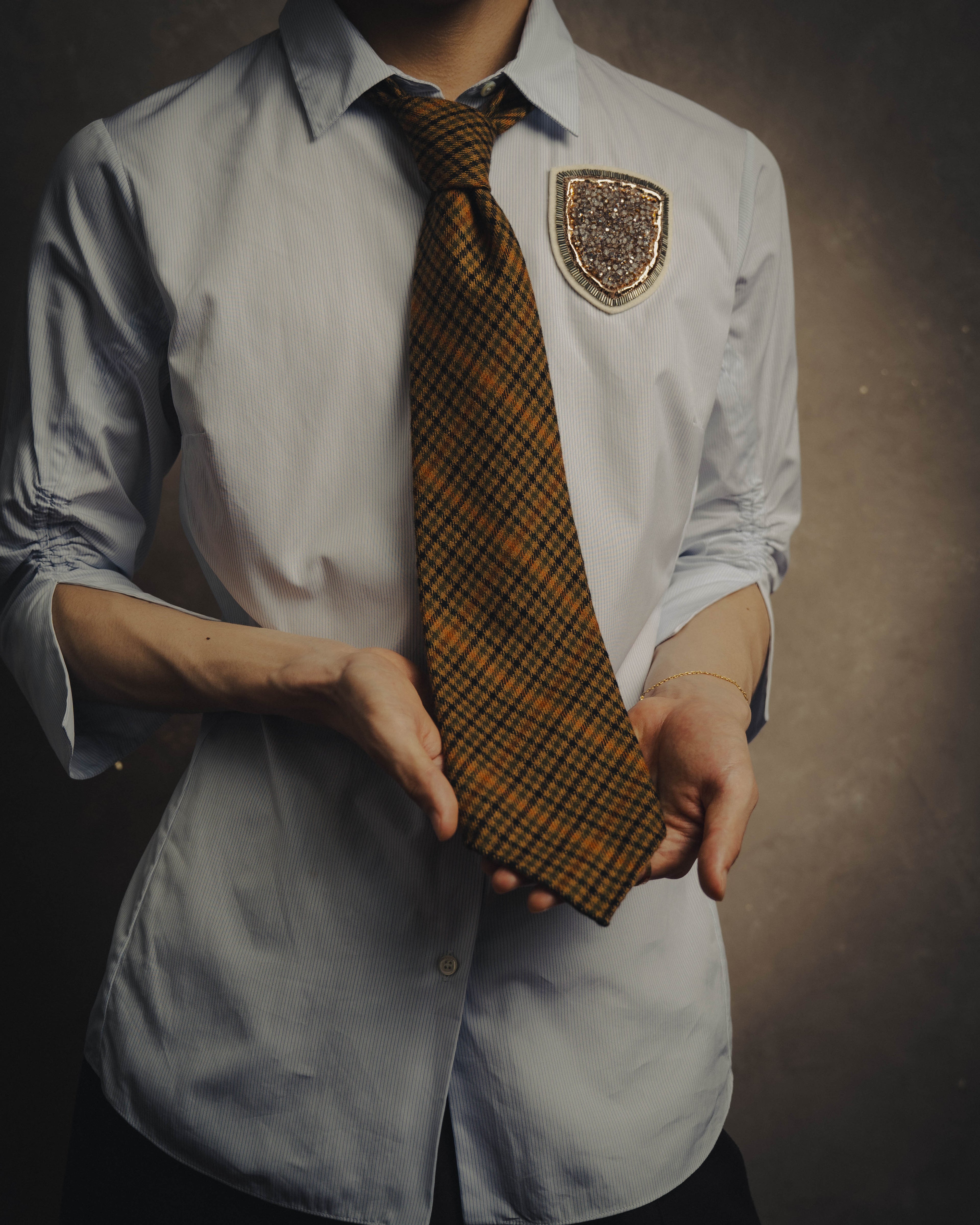-SPECIAL- “HERMÈS” 70’s-90’s Glen plaid cashmere tie