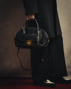 -SPECIAL- “Salvatore Ferragamo“ 90's-00's Gancini pony hair and leather dual-way boston bag