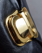 "ADMJ" Gold clasp grain leather shoulder bag