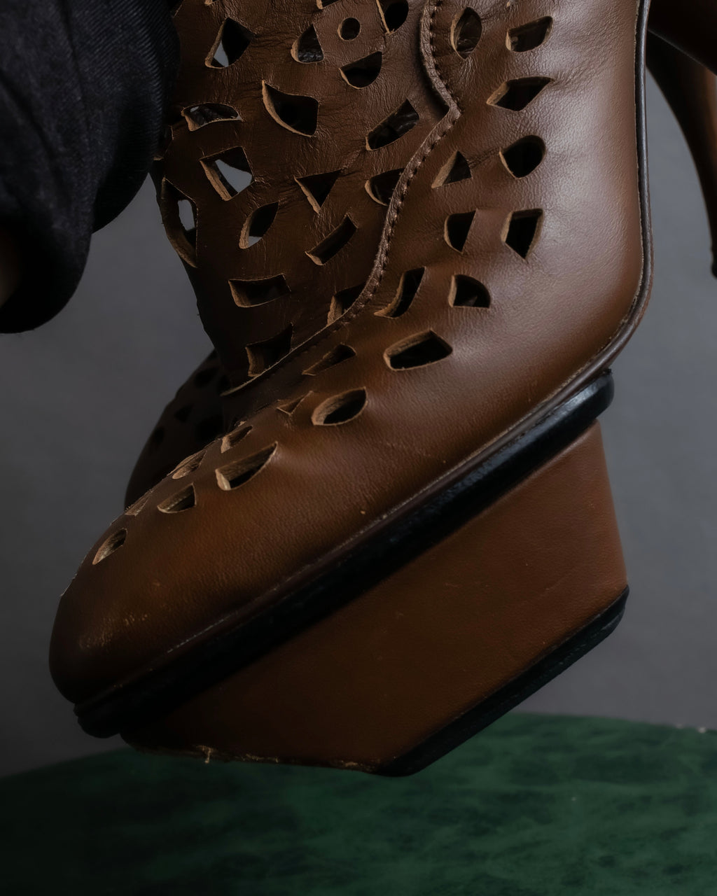 "MARNI" Geometric cut heel leather boots