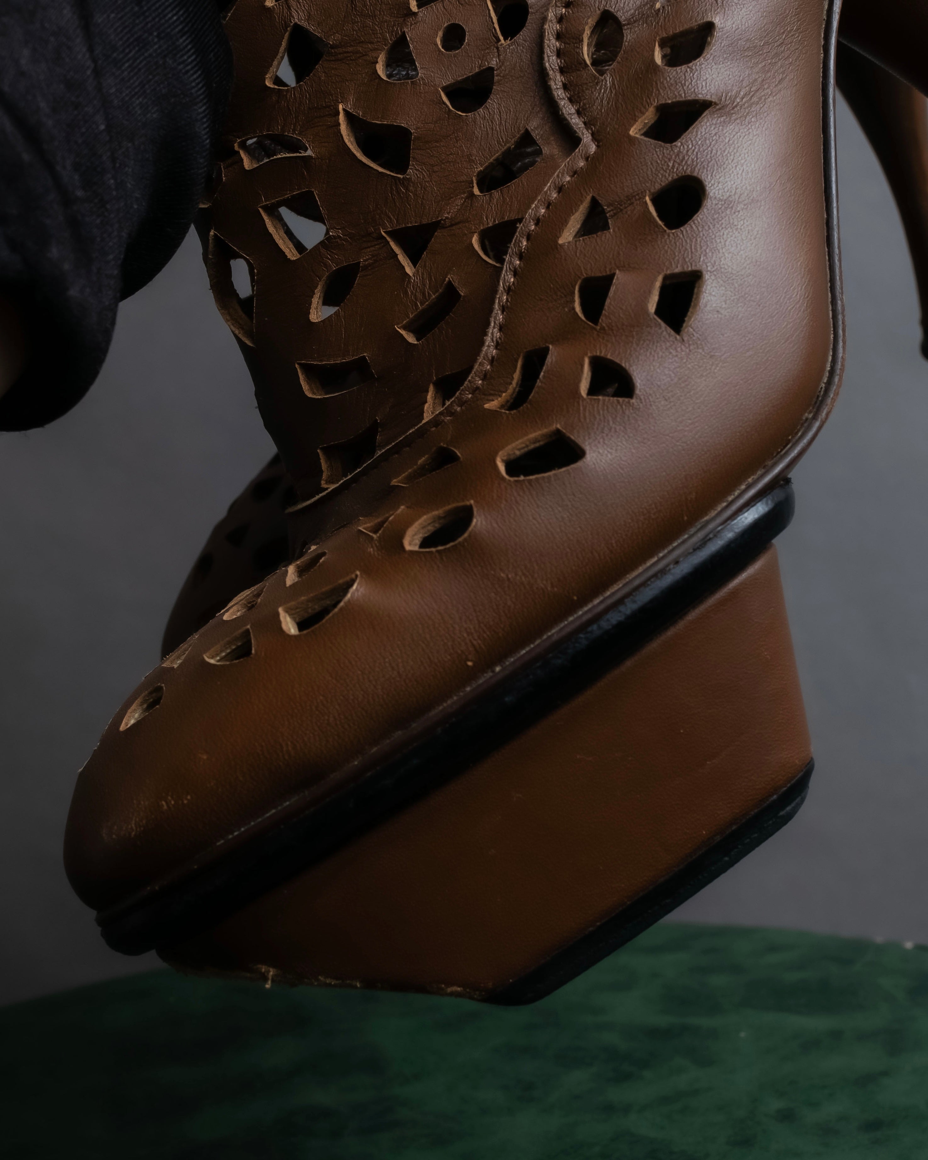 "MARNI" Geometric cut heel leather boots