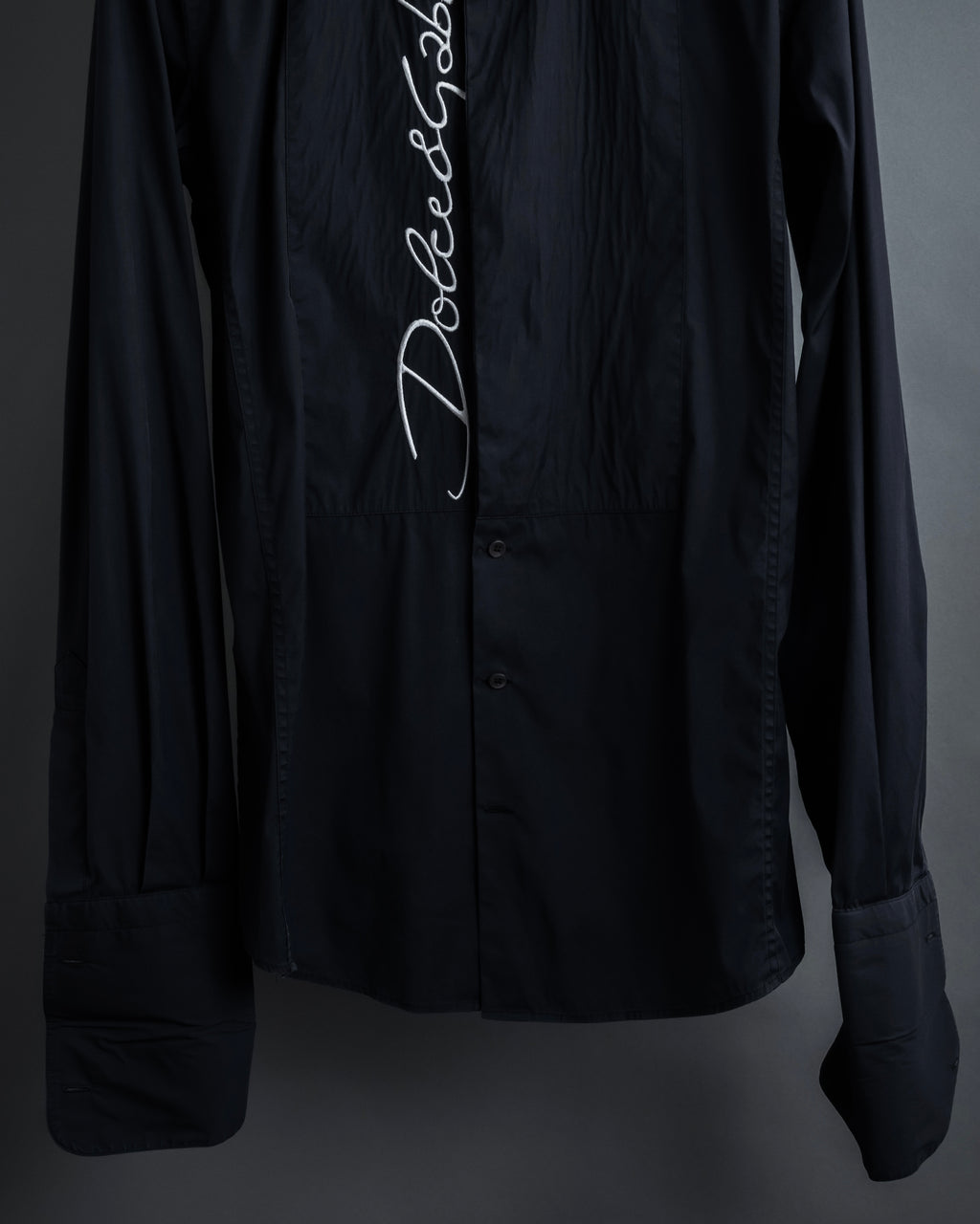 "Dolce & Gabbana" Logo embroidered tie design dress shirt
