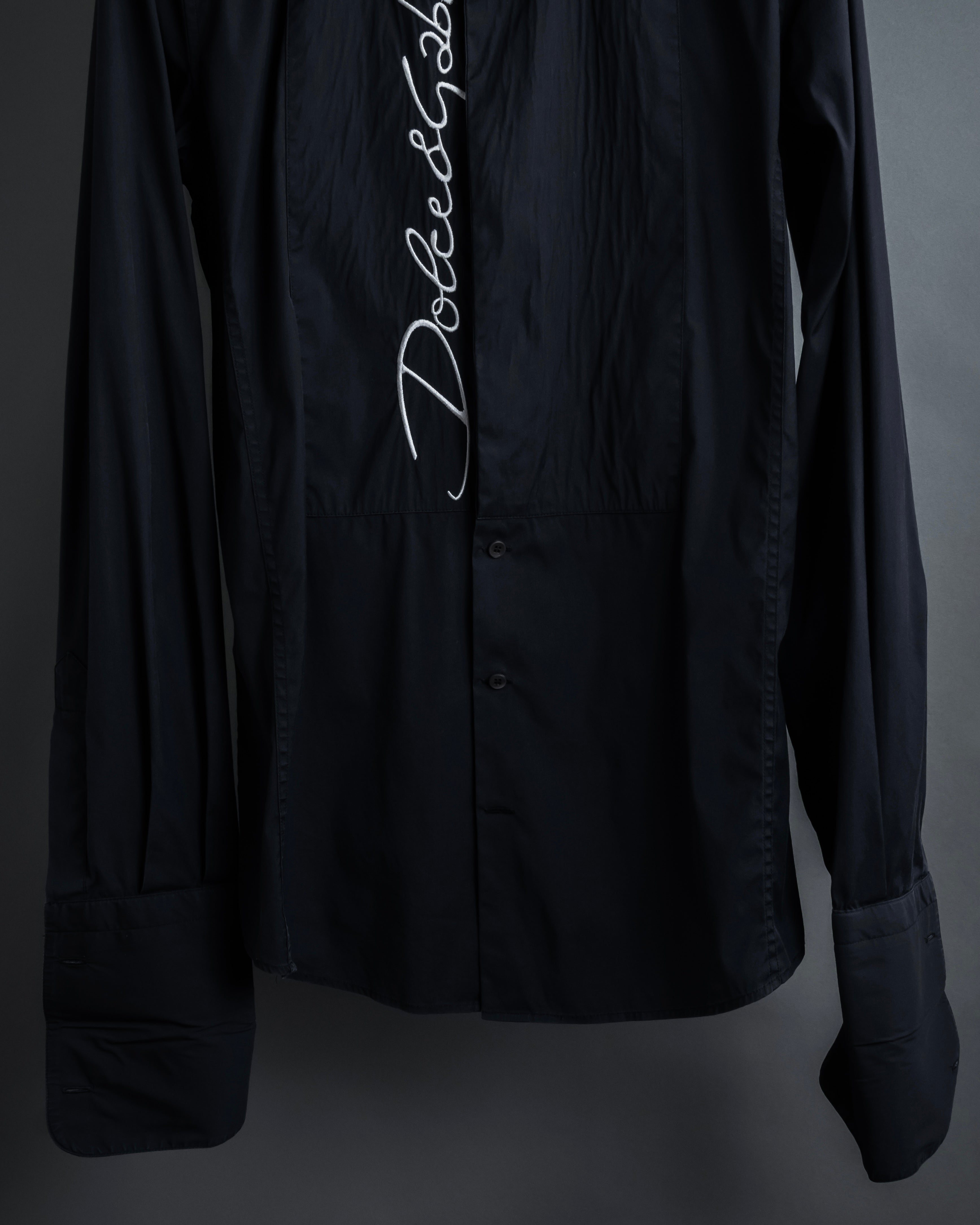 "Dolce & Gabbana" Logo embroidered tie design dress shirt