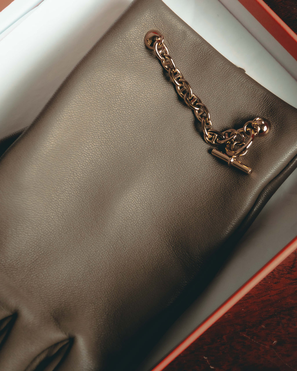 -SPECIAL- "Hermès" 20's Luxurious chain detailed lambskin leather gloves