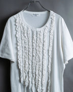 "Yohji Yamamoto POUR HOMME" Long ruffle design soft cotton T-shirt