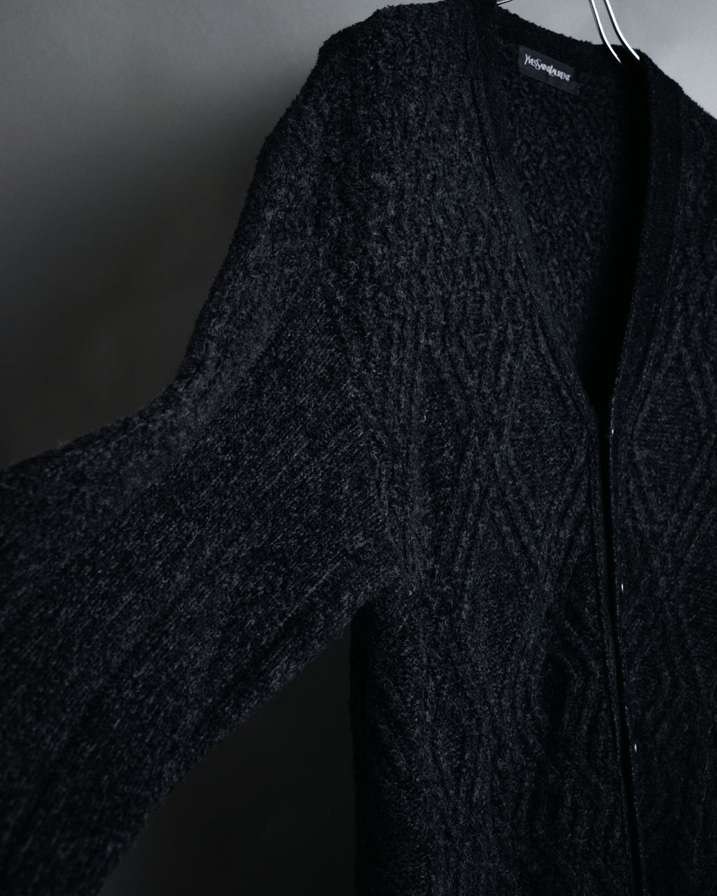 “Yves Saint Laurent” 90’s Textured diamond pattern cardigan
