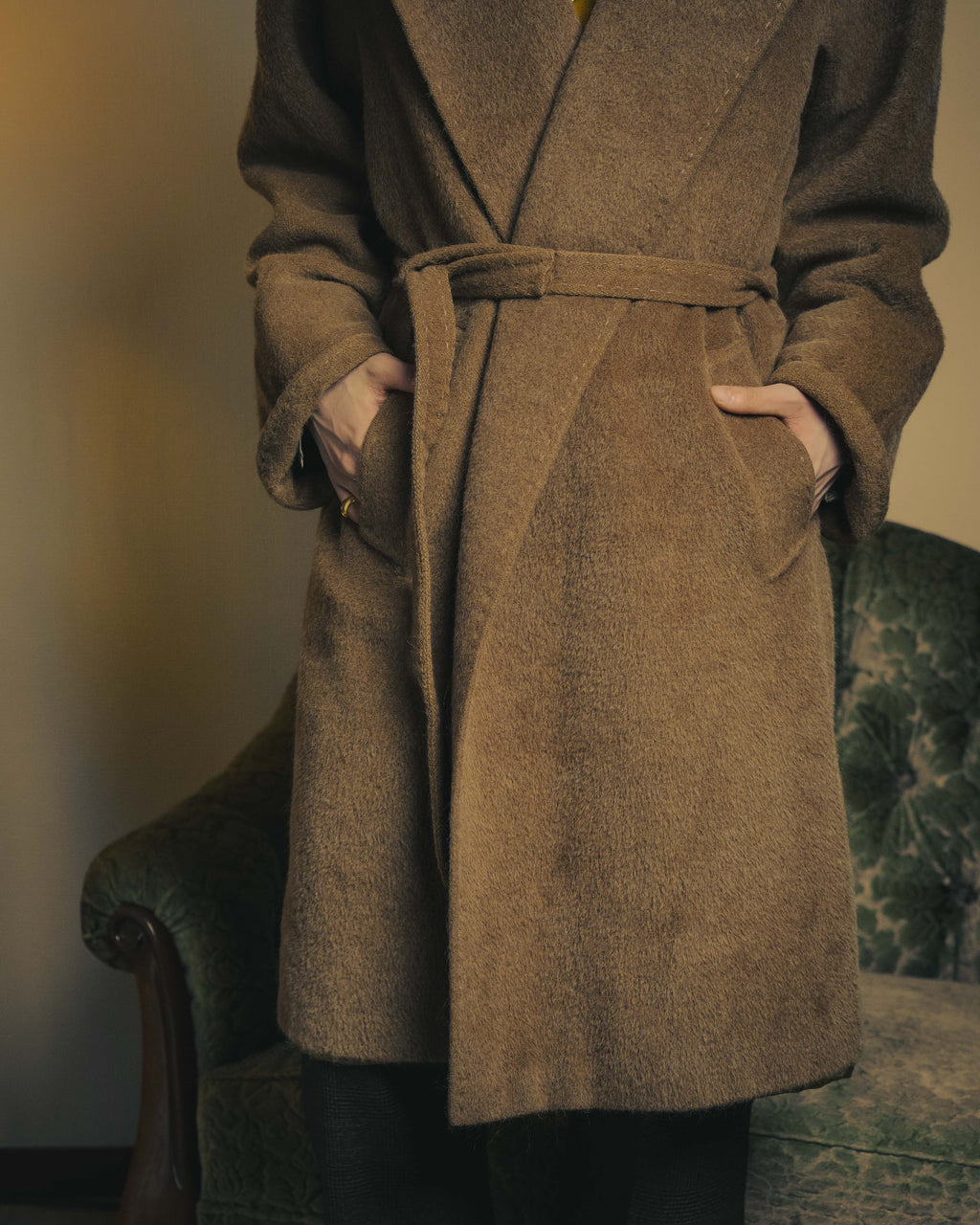 -SPECIAL- “Max Mara” 90’s-00’s Angora blend belted wrap coat