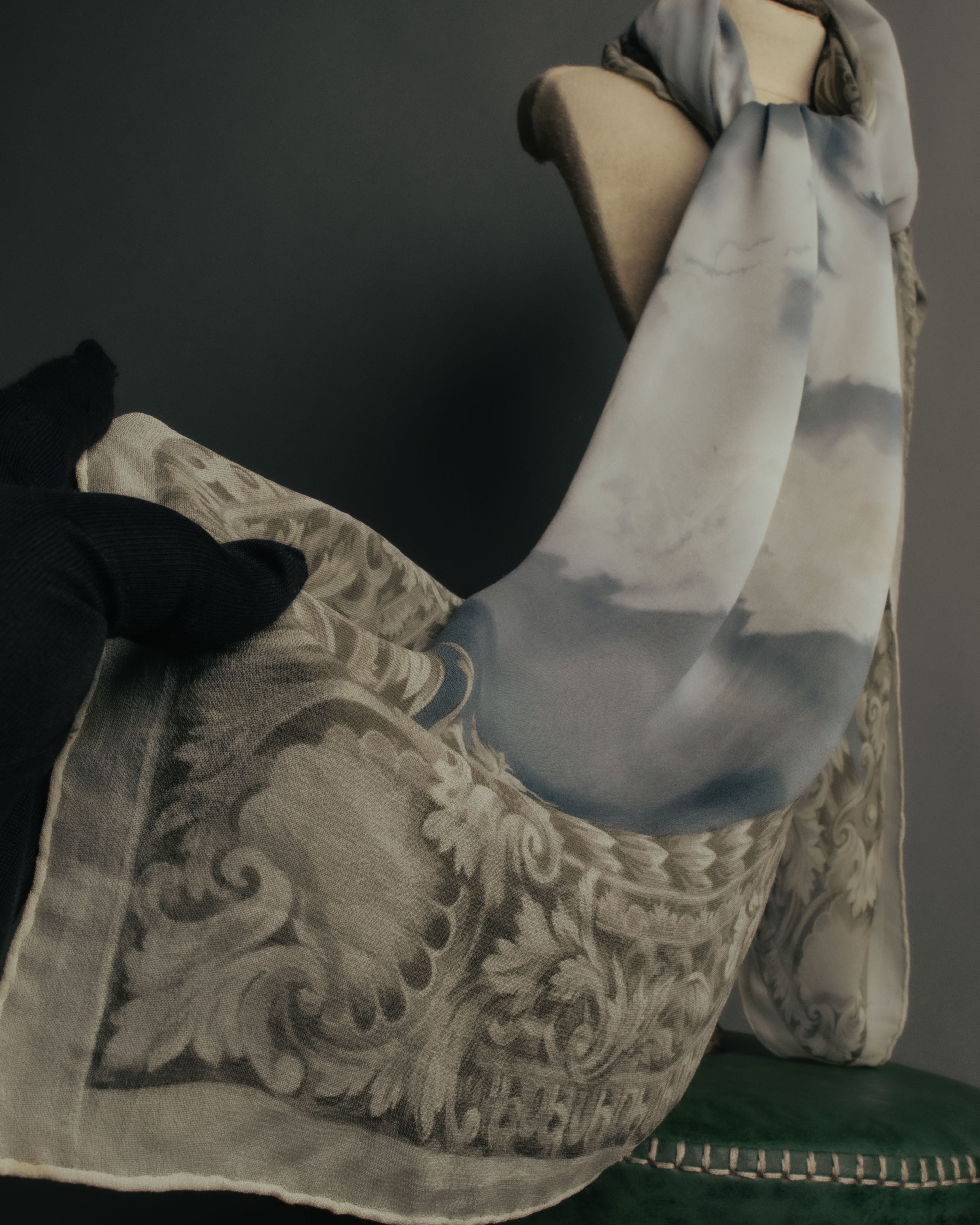“Christian Dior” 90’s-00’s Sky motif silk scarf