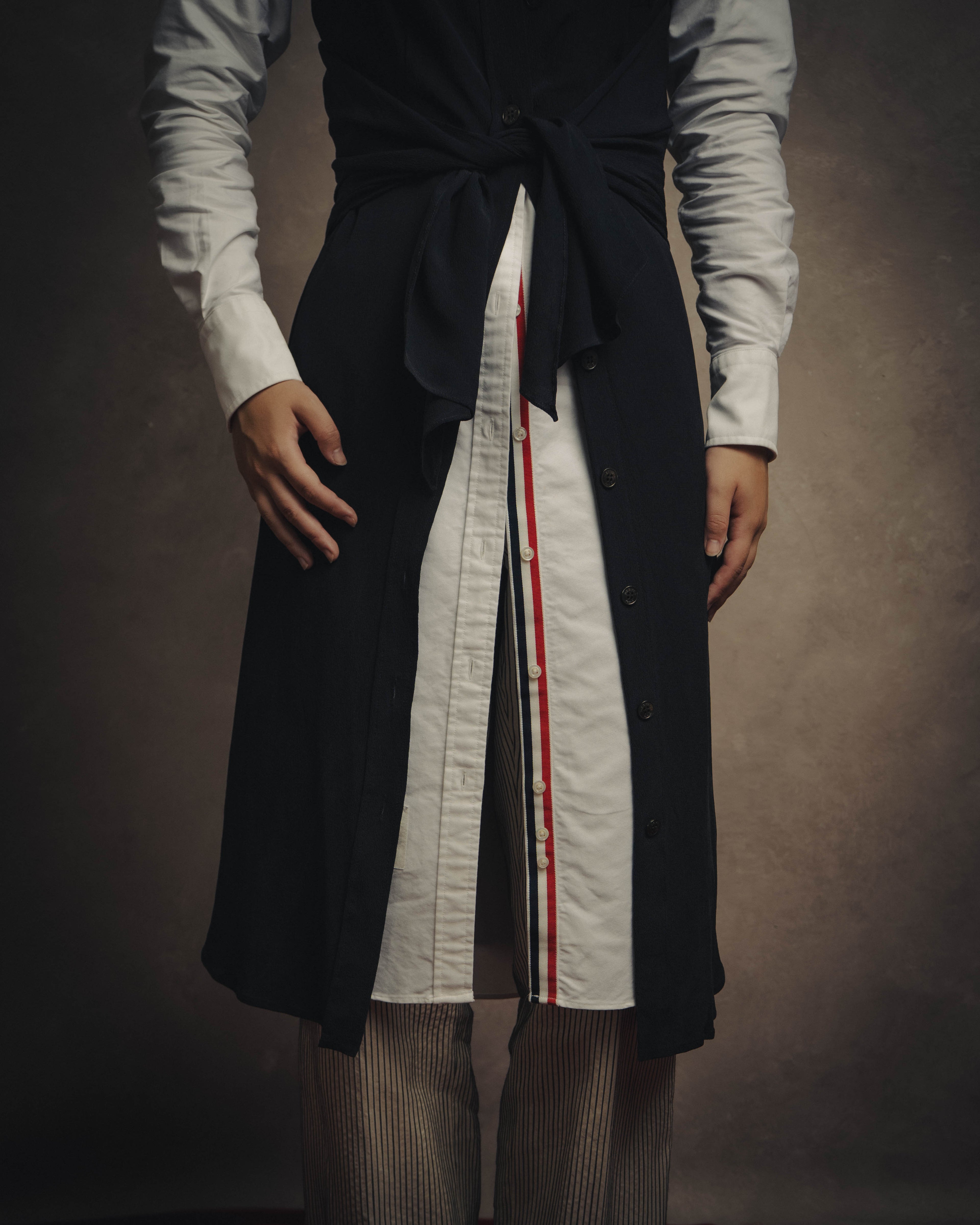 -SPECIAL- “HERMÈS“ 00’s-10’s Sleeveless silk draped shirt dress