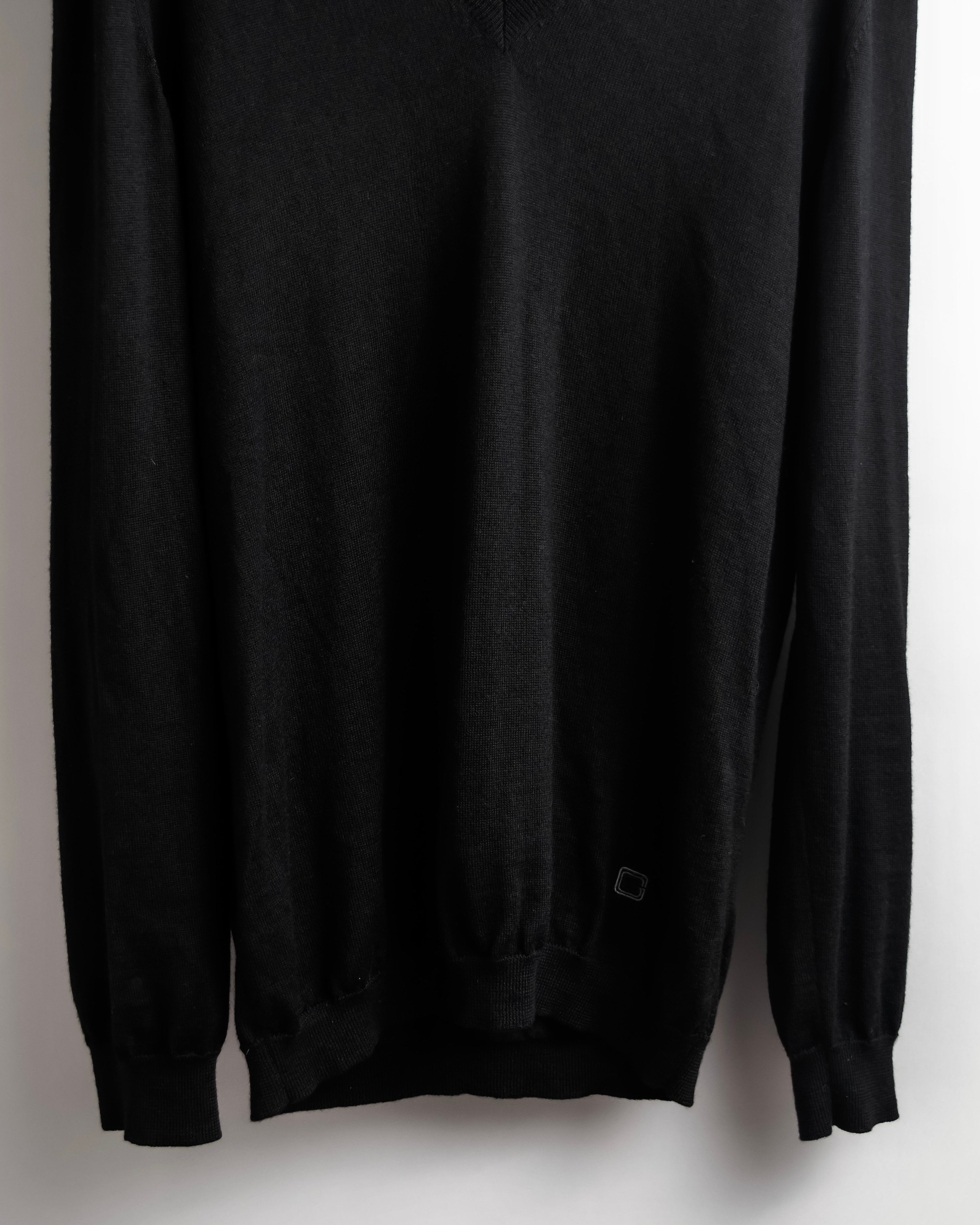 "GUCCI" G logo embroidered silk mix V-neck knit