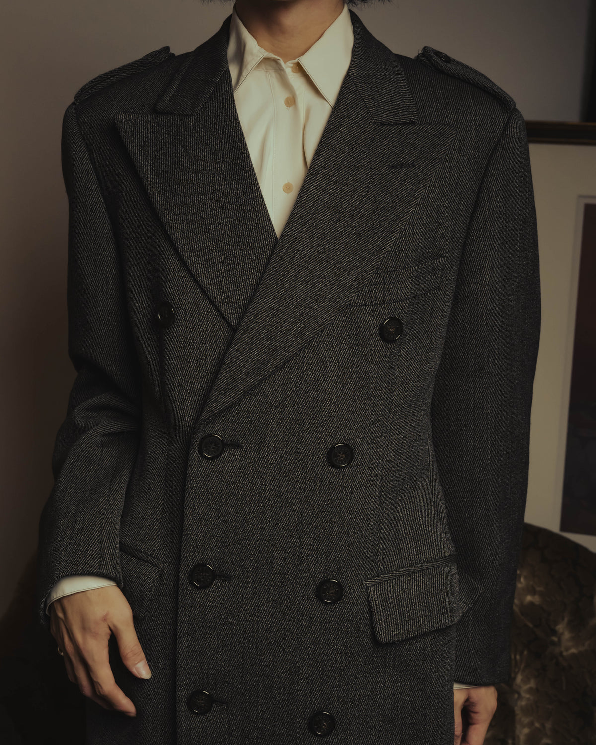 “GUCCI” Late 90’s-early 00’s military double breasted wool coat