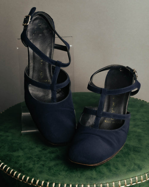 "PRADA" 90's-00's Dark navy t-strap pumps