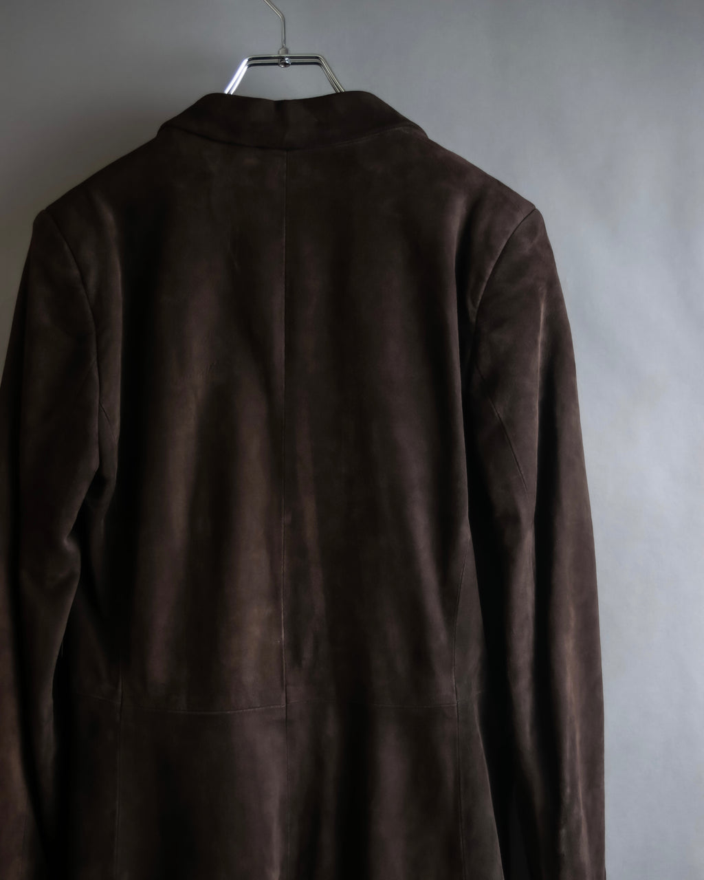 "LOEWE" 80's flowing line suede leather chester coat