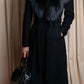 "DIANE VON FURSTENBERG" Fur docking design belted long coat