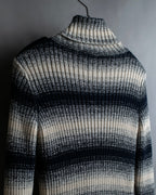 "Christian Dior" Gradient striped irregular neck knit