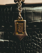 -SPECIAL- “Yves Saint Laurent” 80’s-90’s Crocodile embossed lace-up handbag