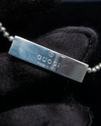 "GUCCI" Ball chain logo engraved plate bracelet