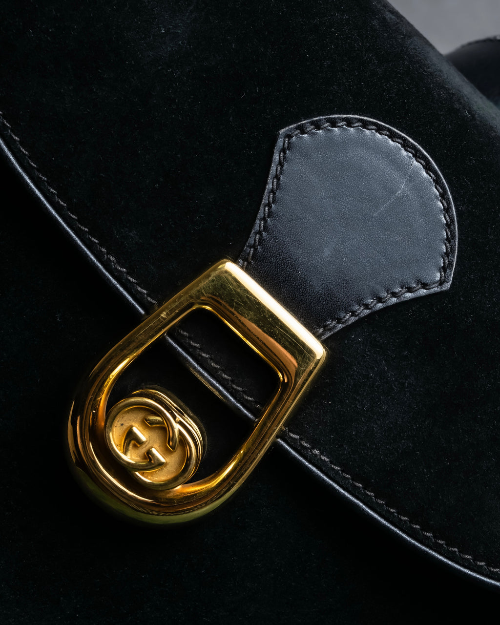 "GUCCI" Interlocking G design suede bag