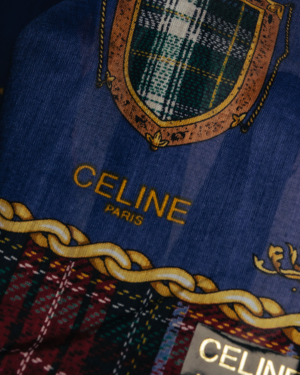 “CELINE” 2019-2024 Heraldic chain cotton scarf