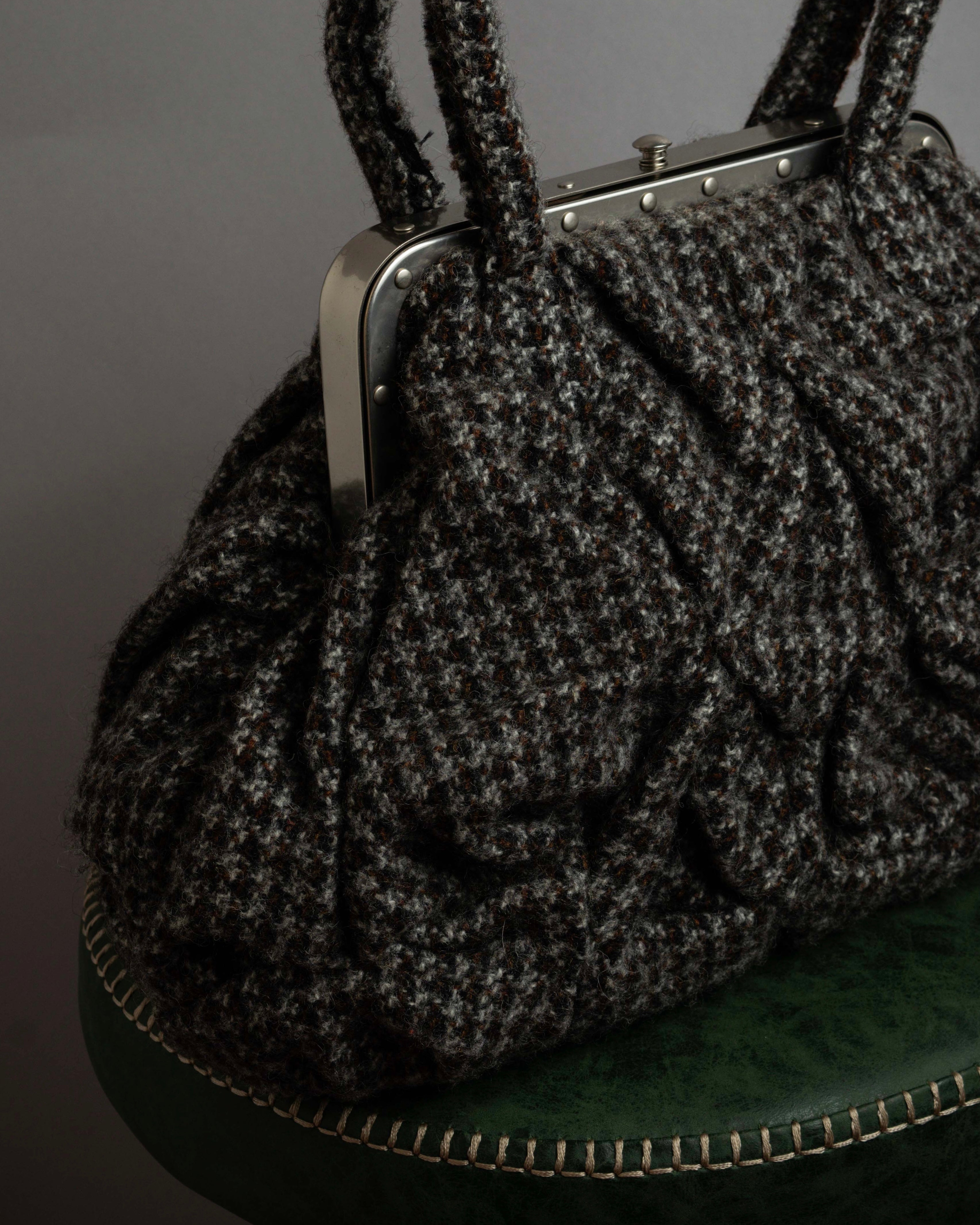 "JUNYA WATANABE COMME des GARCONS" Mixed tweed gathered detail clasp bag