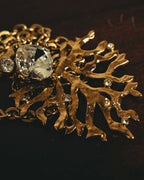 -SPECIAL- "Yves Saint Laurent" 90's-00's Sculptural coral motif crystal pendant necklace