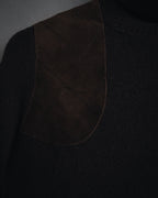"LOEWE" 00’s Cashmere turtleneck suede gun patch knit