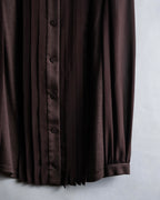 "Filo di Seta" Front pleated design stand-up collar shirt