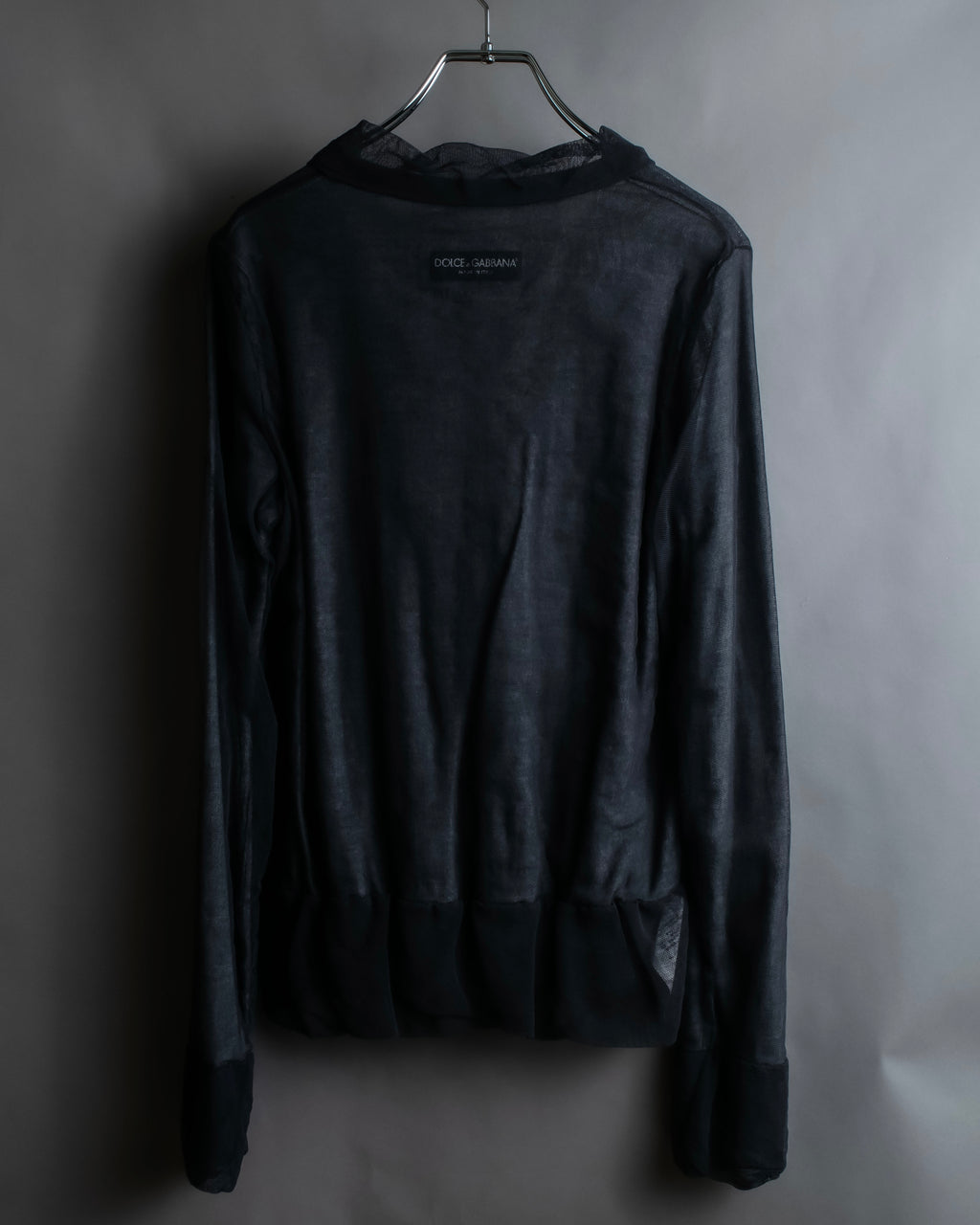 "DOLCE & GABBANA" Sheer layered V-neck grey knit