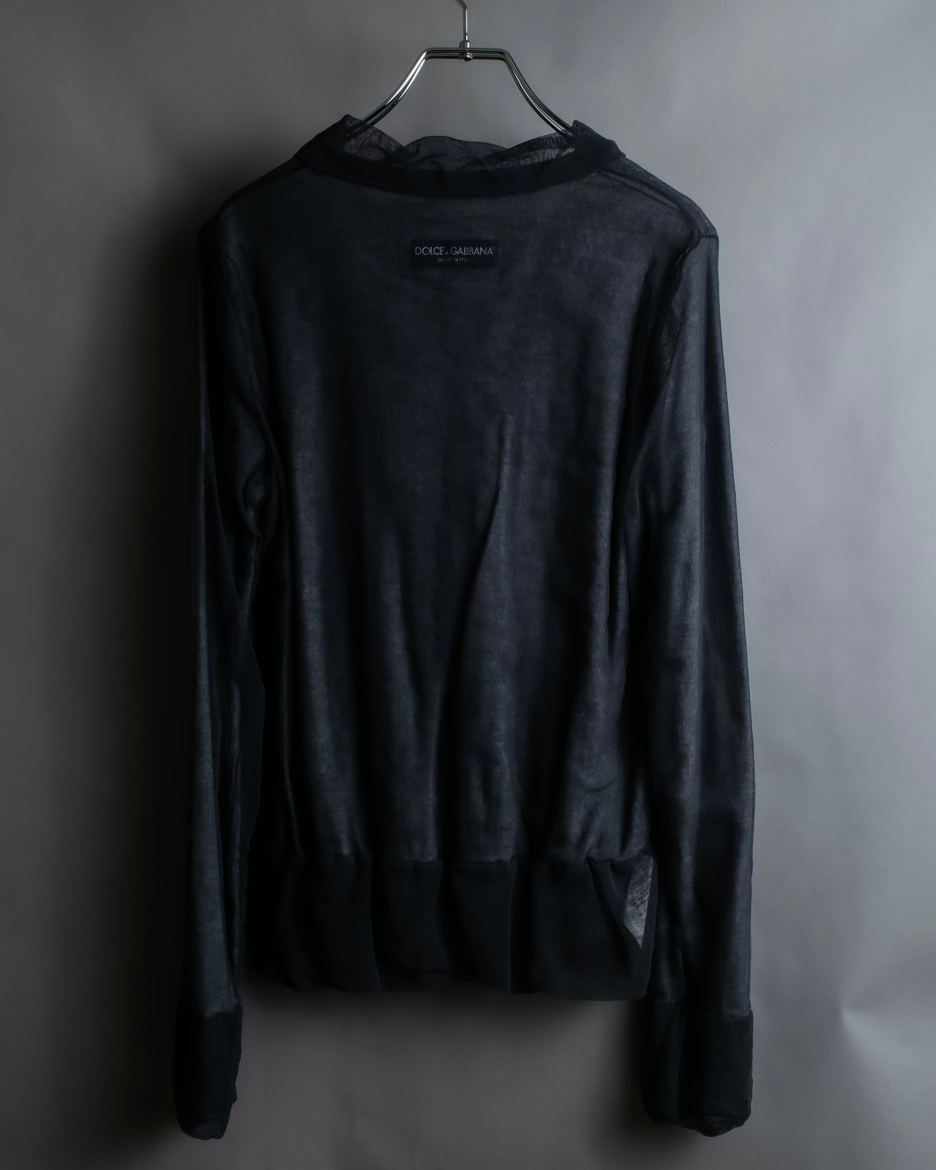 "DOLCE & GABBANA" Sheer layered V-neck grey knit