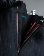 "PAUL SMITH" Peaked lapel tailored jacket and tapered slacks in glittery striped pattern set up