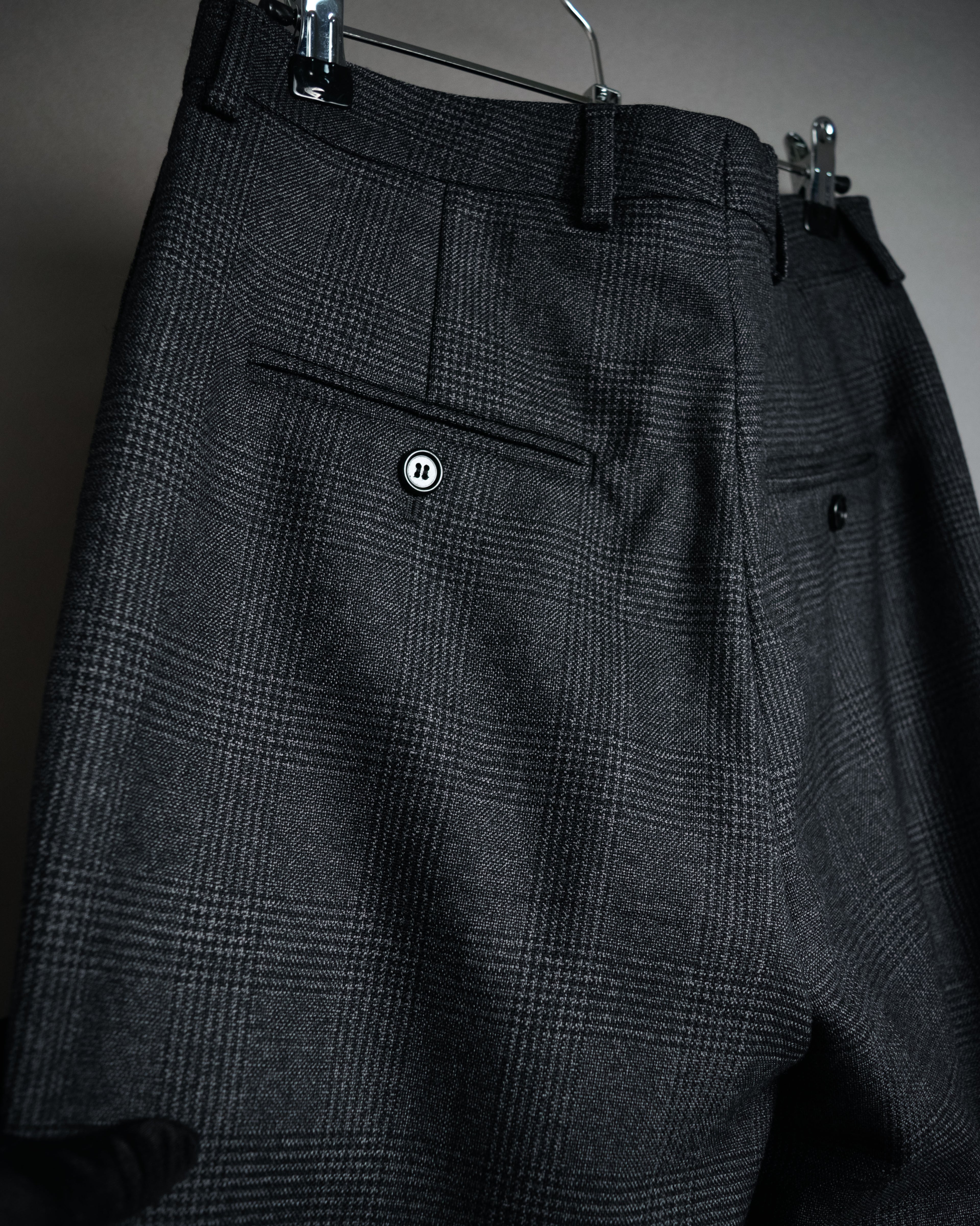 “CELINE” Post-2018 Glen check wool tailored trousers