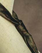 "Yves Saint Laurent" 80's-90's Olive silk jacquard necktie