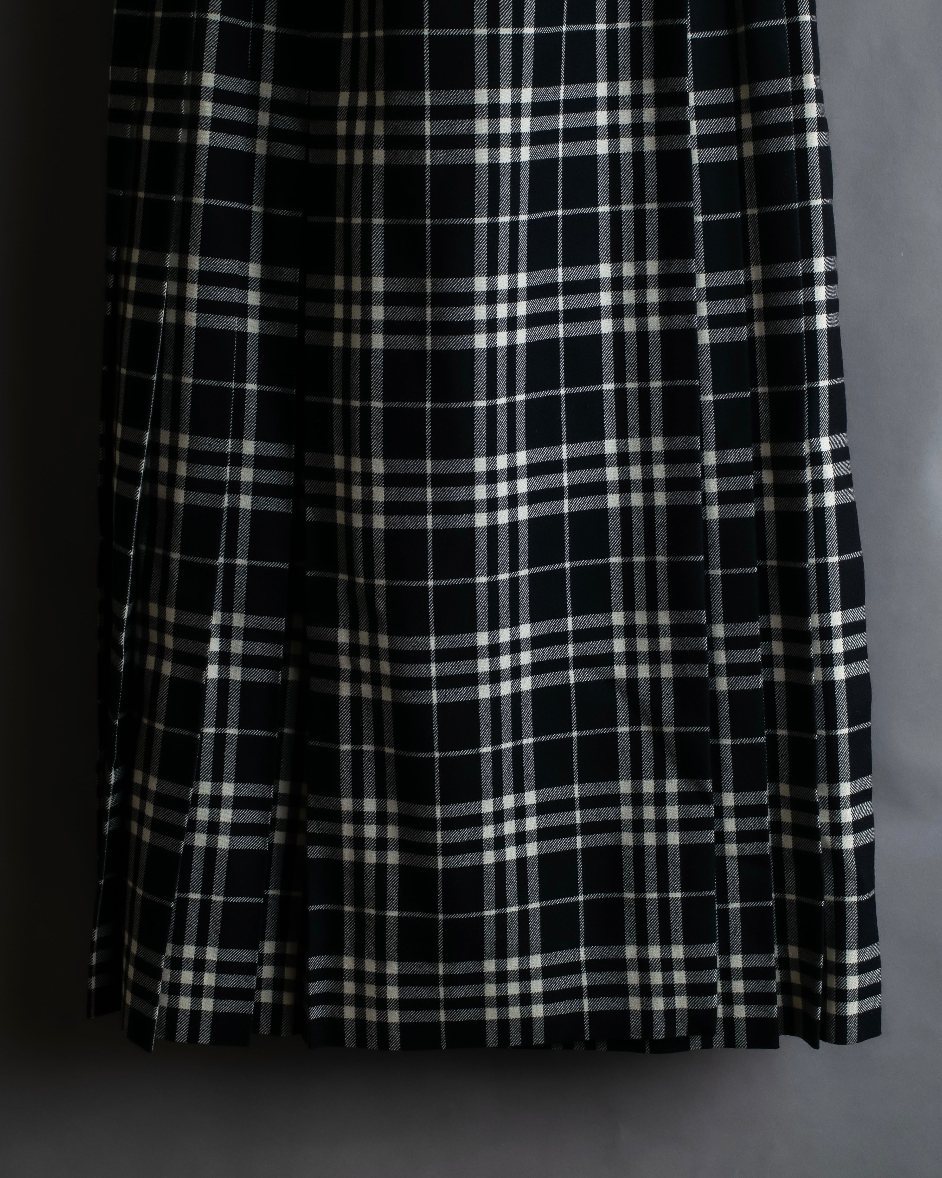 "BURBERRY" Tartan check pleated wrap skirt