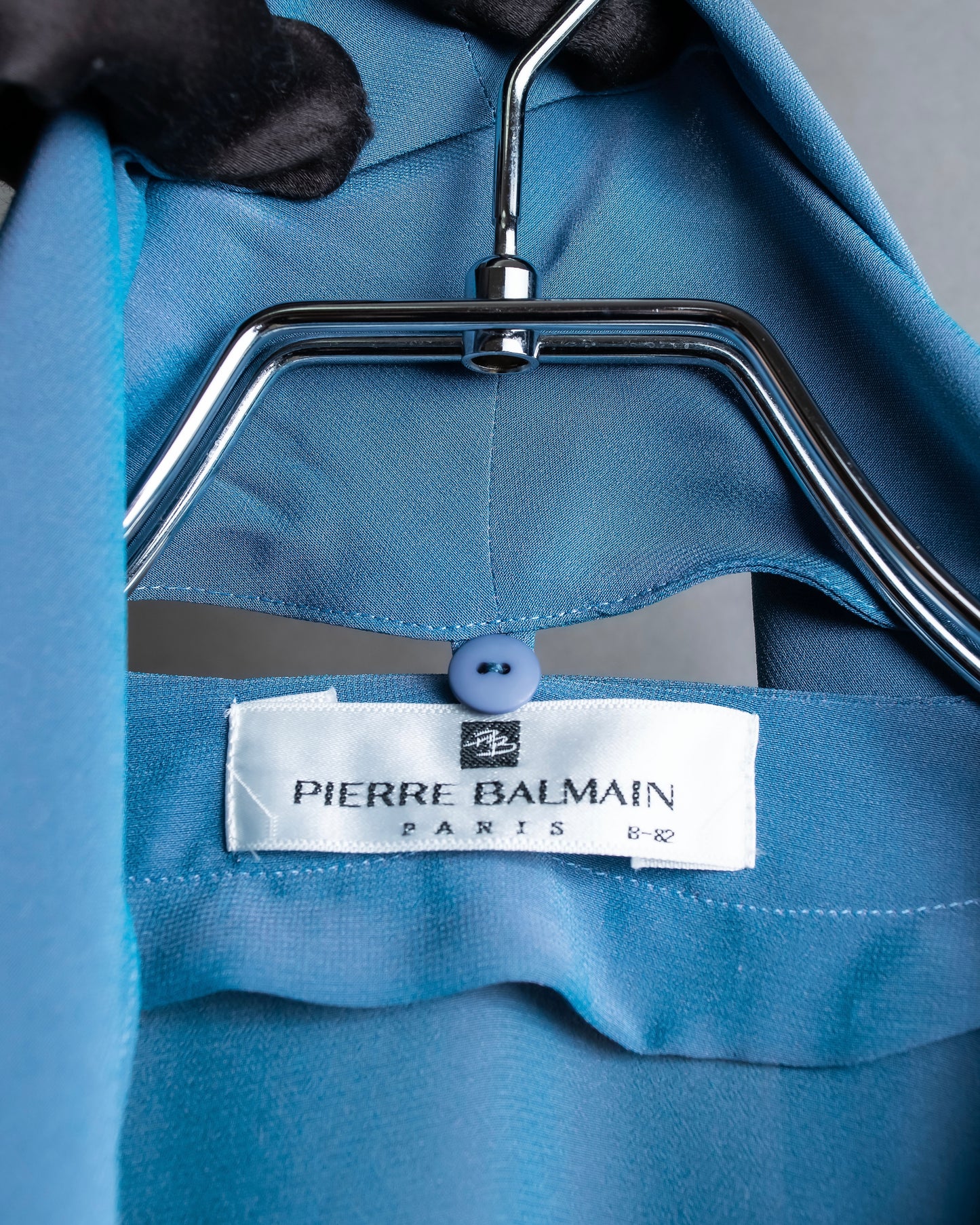 "PIERRE BALMAIN" Beautiful light blue color sheer bowtie blouse