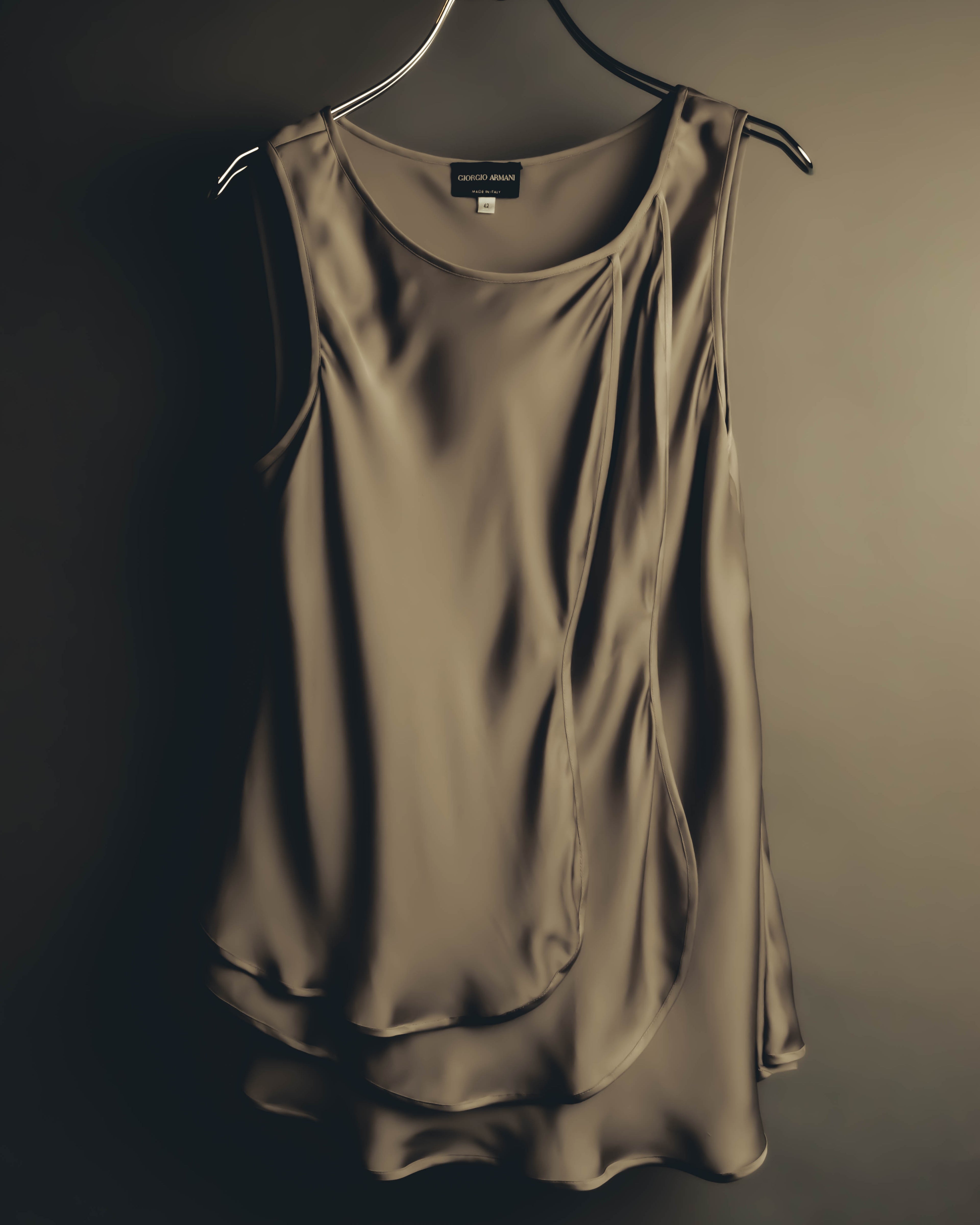 "GIORGIO ARMANI" 90's-00's Draped silk sleeveless top and skirt set
