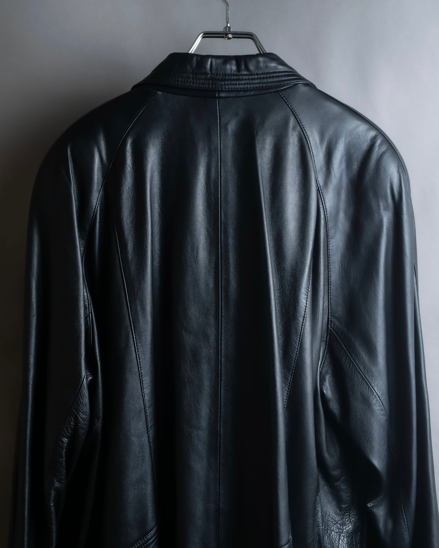 "PIERRE BALMAIN" Oversized double-breasted lamb leather tailored jacket