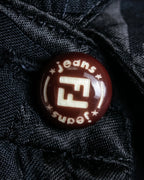 "FENDI JEANS" Logo engraved check pattern glossy shirt