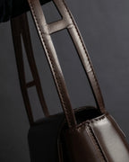 "GIVENCHY MAROQUINERIE" Trapezoidal brown leather one-handle bag