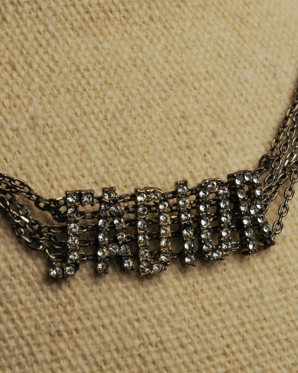"Christian Dior" Rhinestone logo choker necklace
