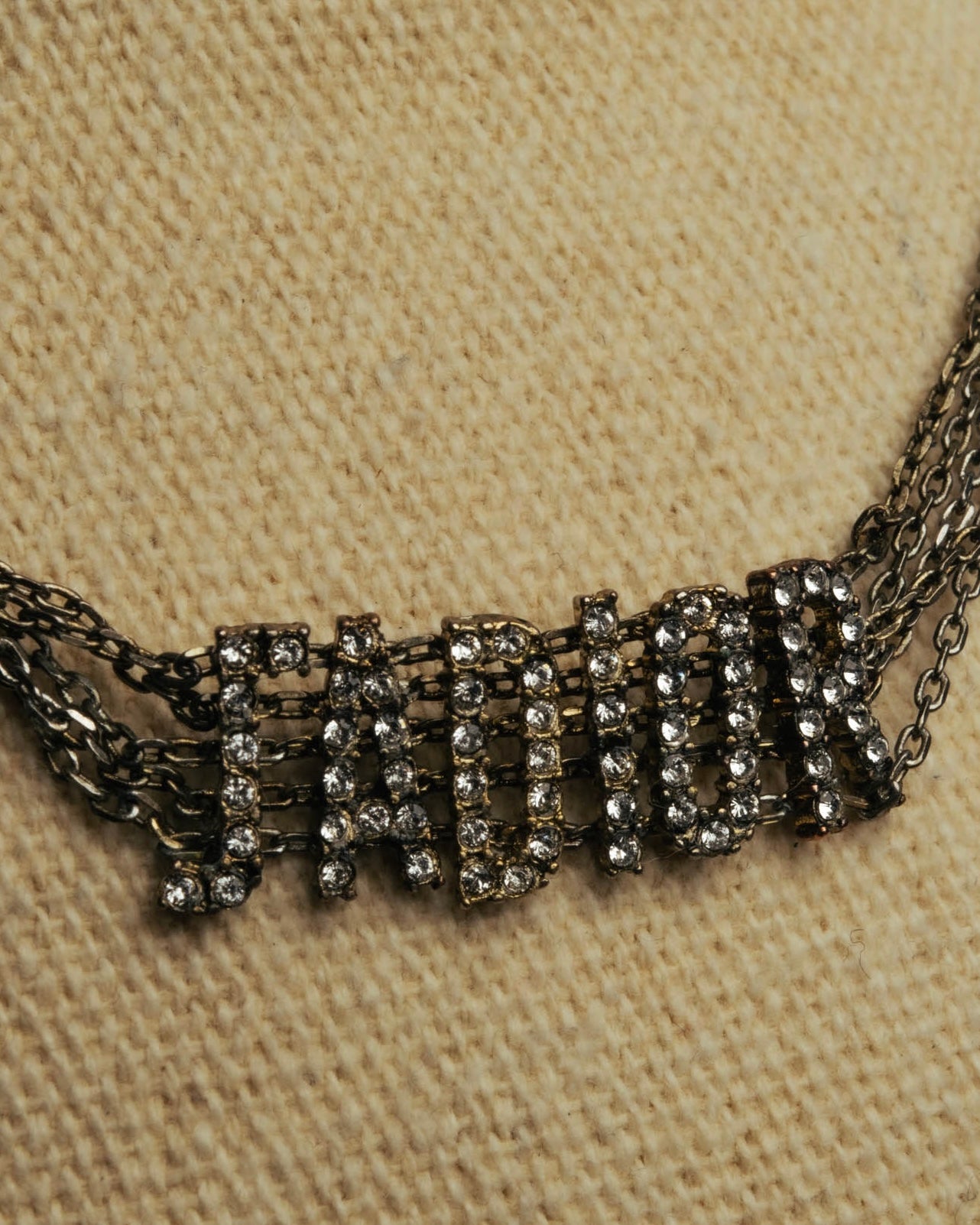 "Christian Dior" Rhinestone logo choker necklace